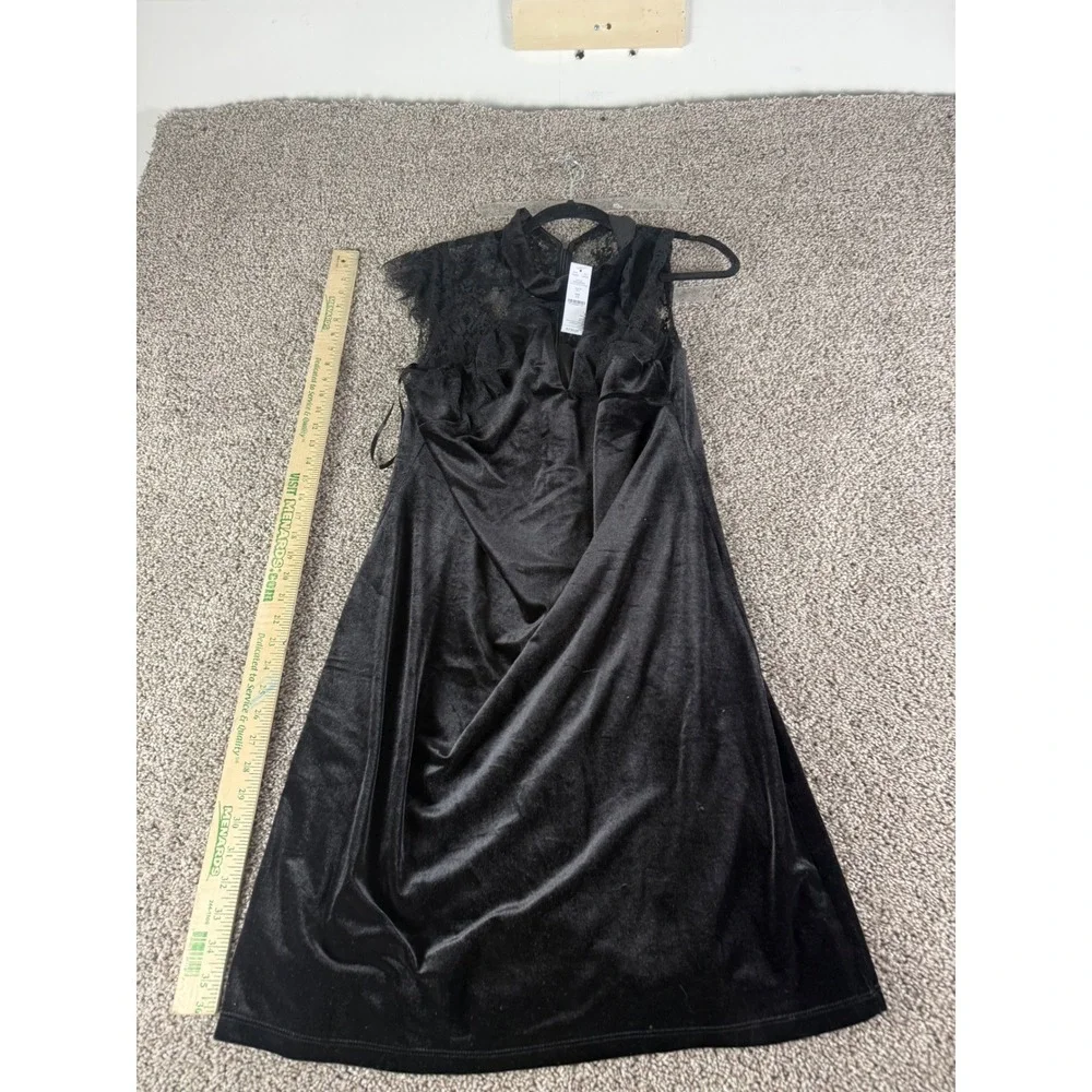 White‎ House Black Market Black Velvet Lace Shift Dress Size 14 570222341